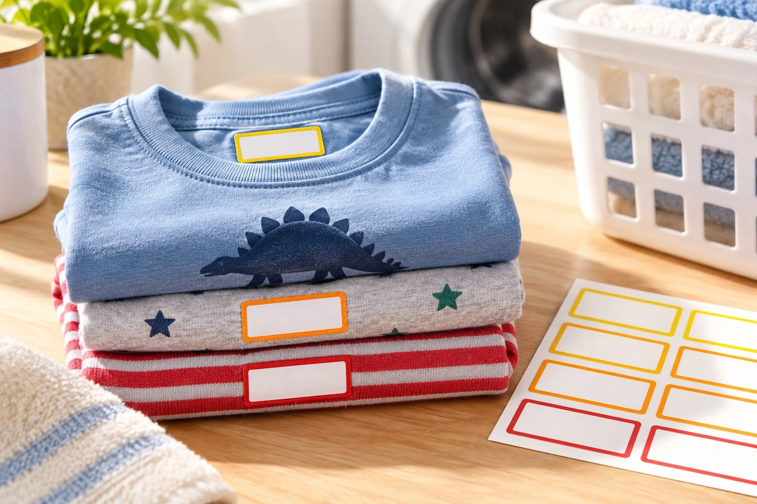 Styled scene of Avery No-Iron fabric labels, model 40706