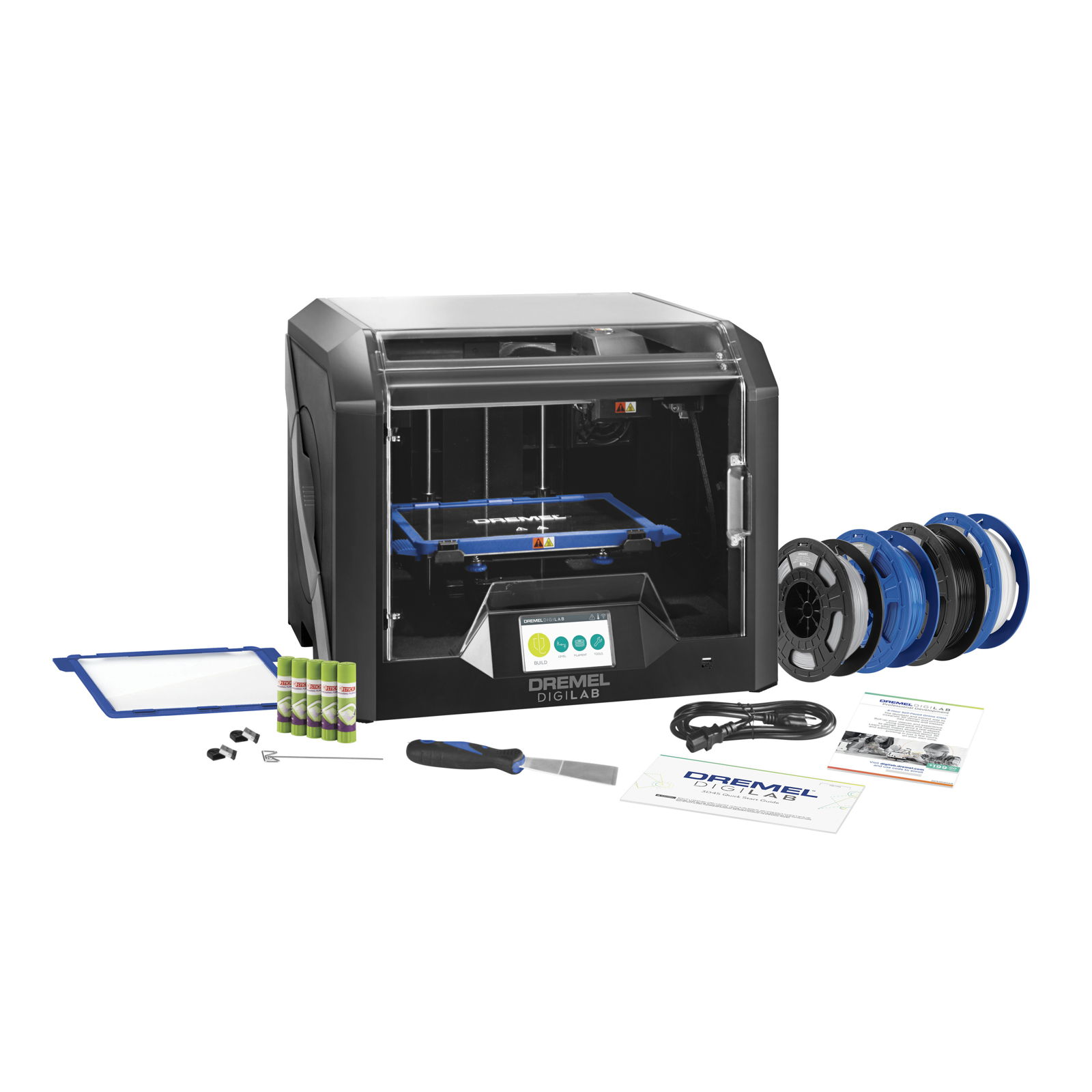 Dremel DigiLab 3D45 EDU printer with materials, extra build plate and classroom supplies