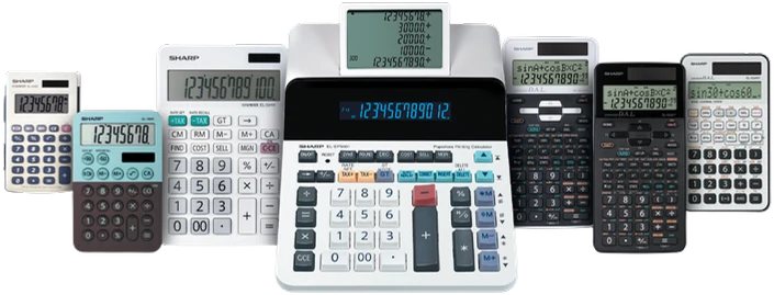 A range of Sharp scientific, desktop and printing calculators