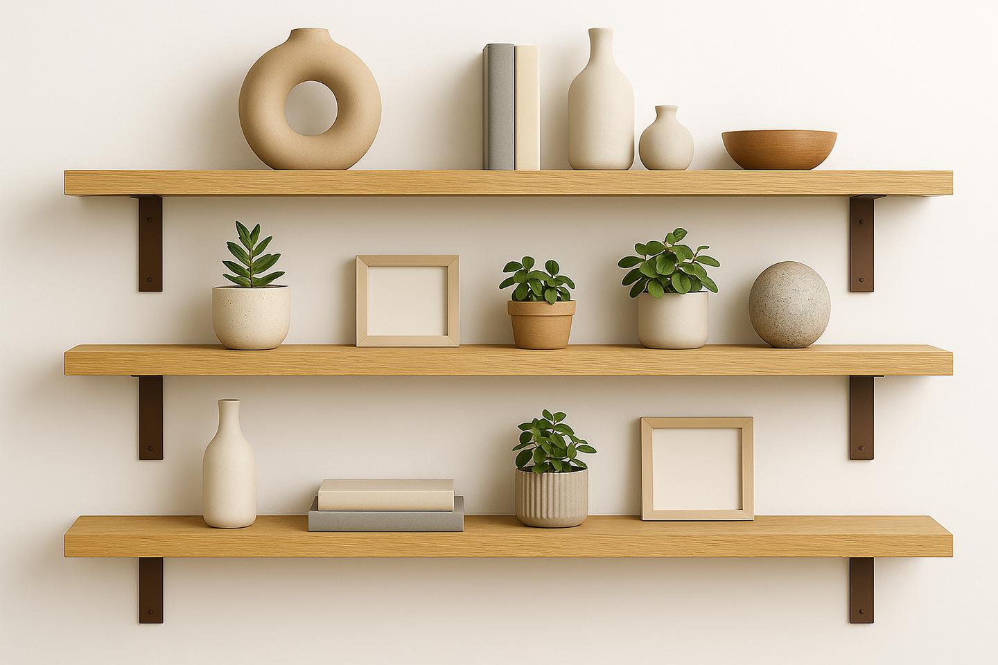 Entrepôt La Grange wood shelves styled with books and decorative objects