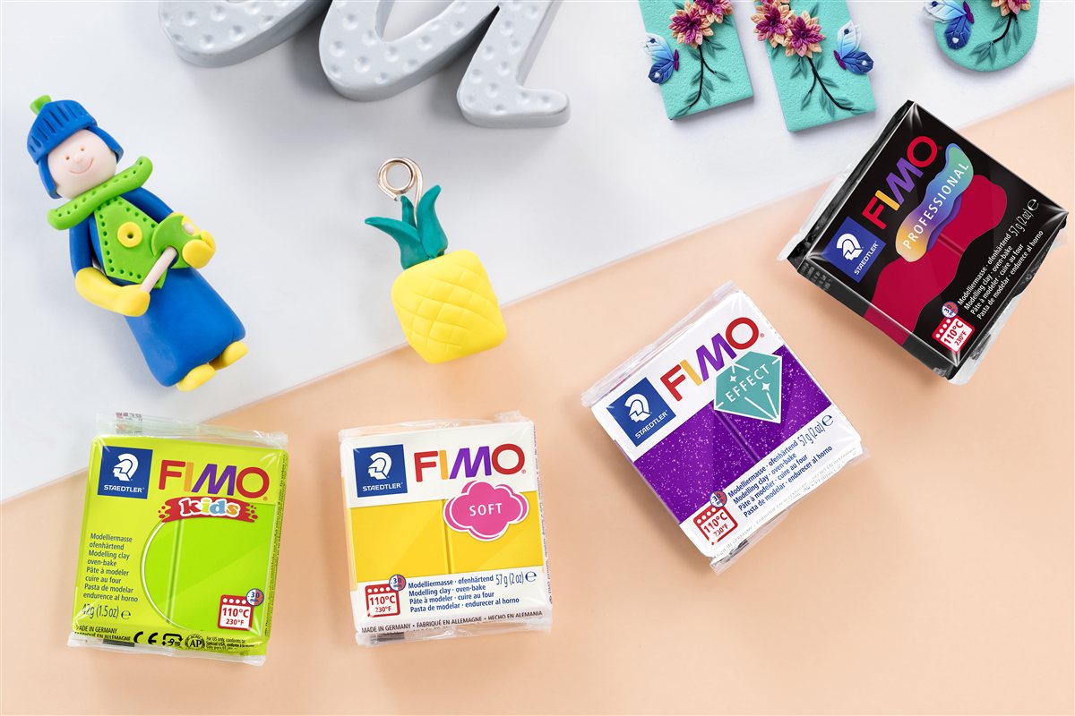 FIMO modelling clay packs and finished craft projects