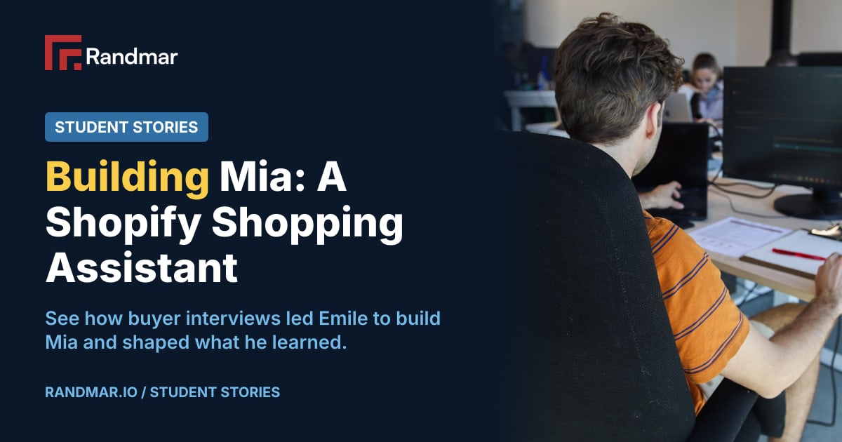 Building Mia: A Shopify Shopping Assistant; An Academy member working at a laptop, viewed from behind.