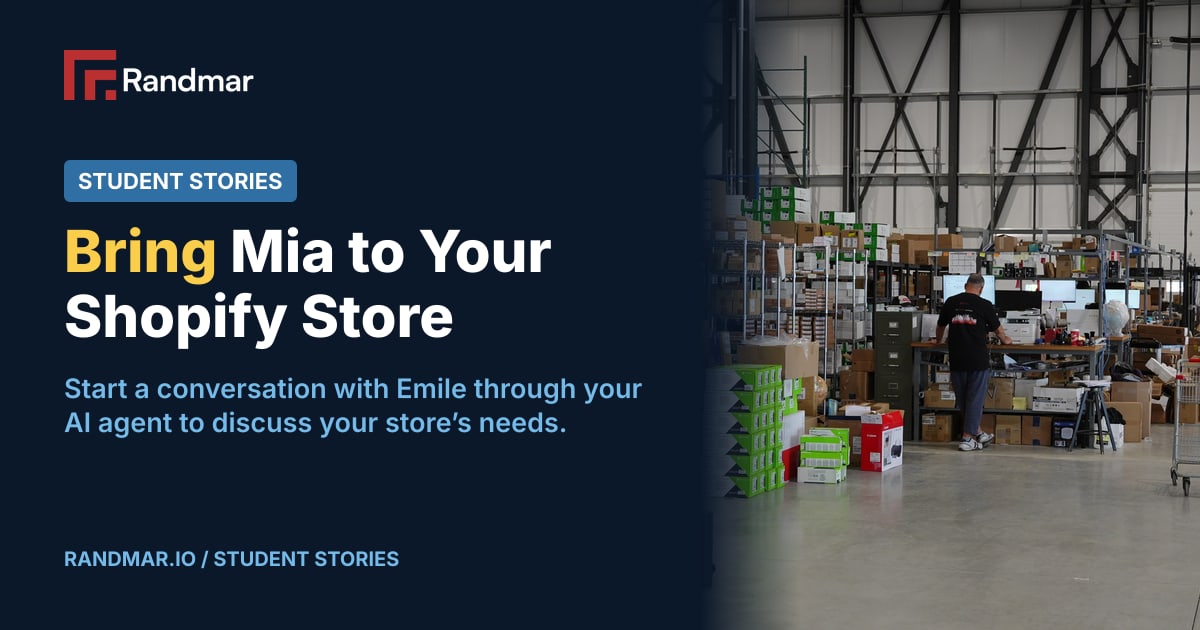Bring Mia to Your Shopify Store; A workstation inside the Randmar warehouse.