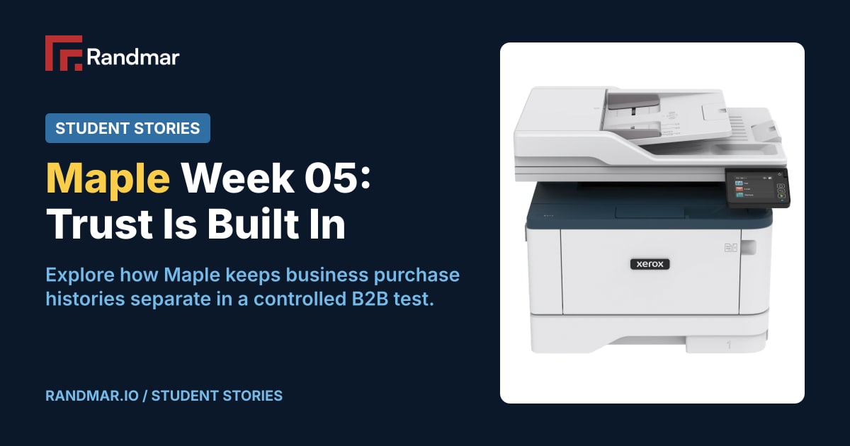 Maple Week 05: Trust Is Built In; an existing official photograph of a Xerox B315 office printer.