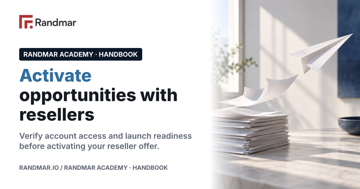 Activate opportunities with resellers; Conceptual illustration: a paper plane leaving a stack of papers.