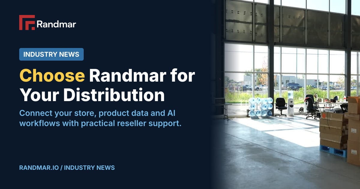 Choose Randmar for Your Distribution; Cartons and equipment beside an open warehouse loading door.
