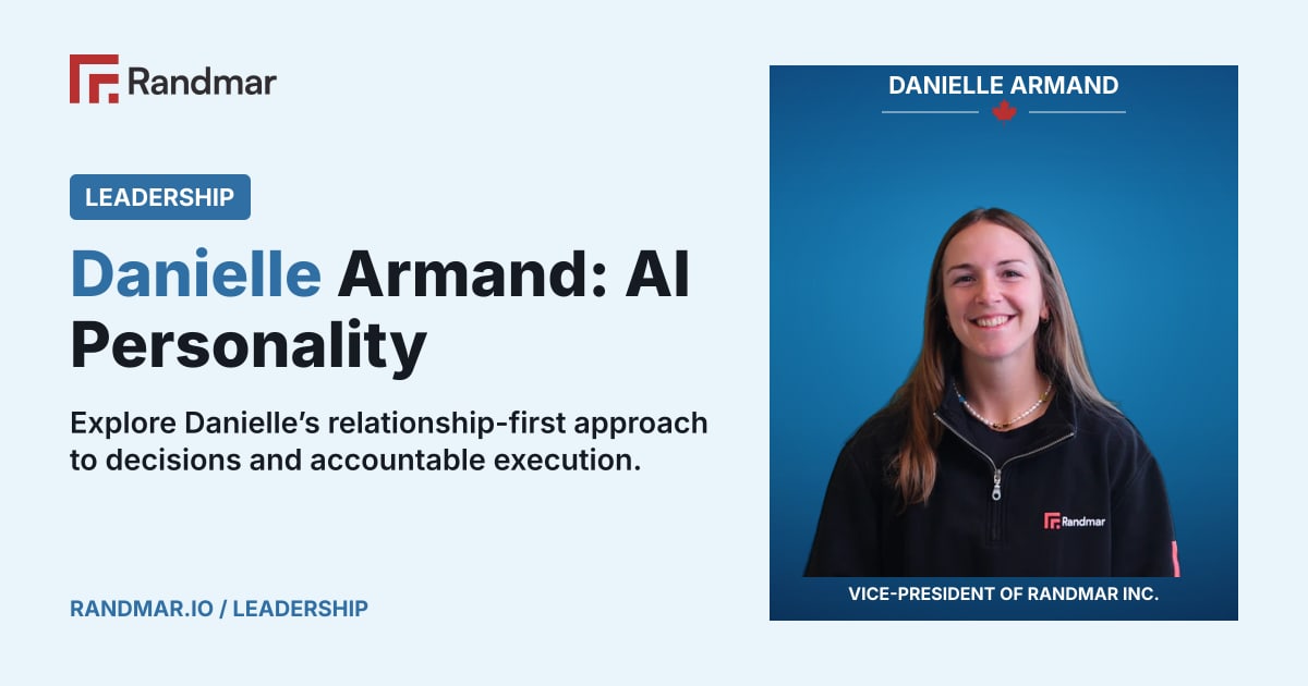 Leadership: Danielle Armand: AI Personality; portrait of Danielle Armand, Vice-President of Randmar Inc..