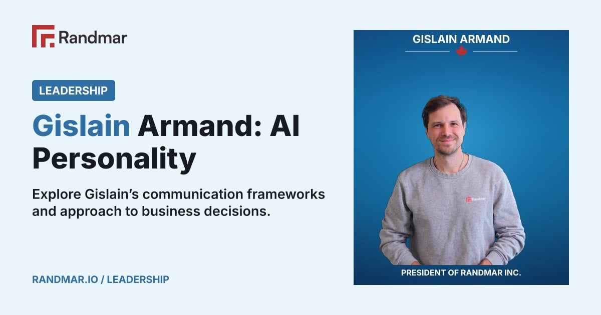 Leadership: Gislain Armand: AI Personality; portrait of Gislain Armand, President of Randmar Inc..