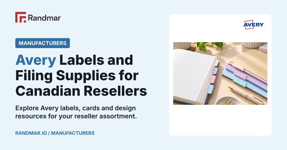 Manufacturers: Avery Labels and Filing Supplies for Canadian Resellers; Avery products.