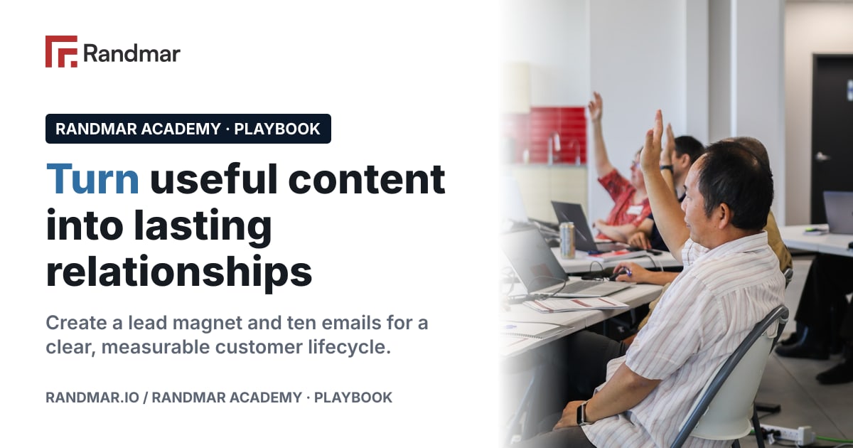 Turn useful content into lasting relationships; Participants taking part in a Randmar learning session.