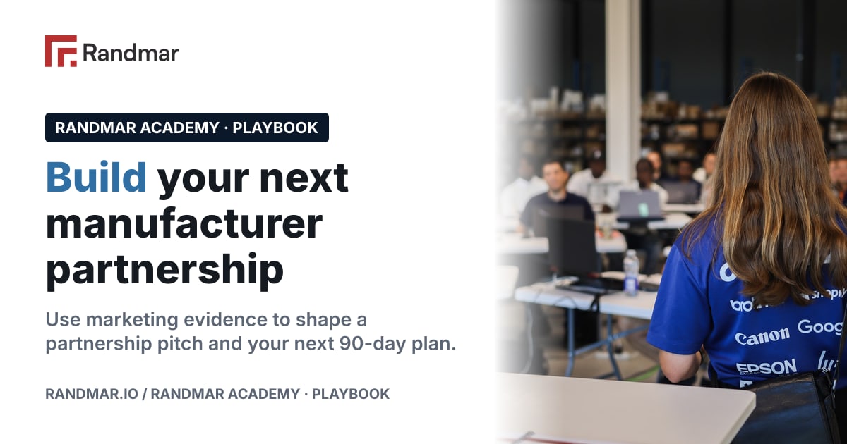 Build your next manufacturer partnership; A supplier representative speaking during a Randmar learning session.