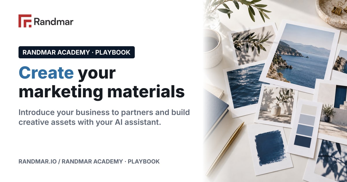 Create your marketing materials; Conceptual illustration: a flat-lay of printed flyers and social graphic proofs on a desk.