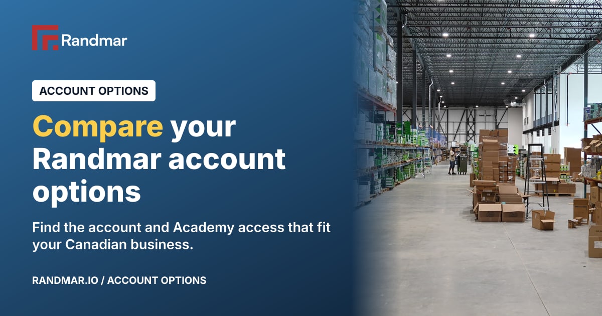 Account Options: Compare your Randmar account options; Randmar inventory and fulfillment.