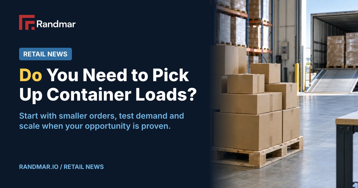 Retail News: Do You Need to Pick Up Container Loads?; A mixed pallet of cartons beside a single small order in a commercial distribution warehouse.