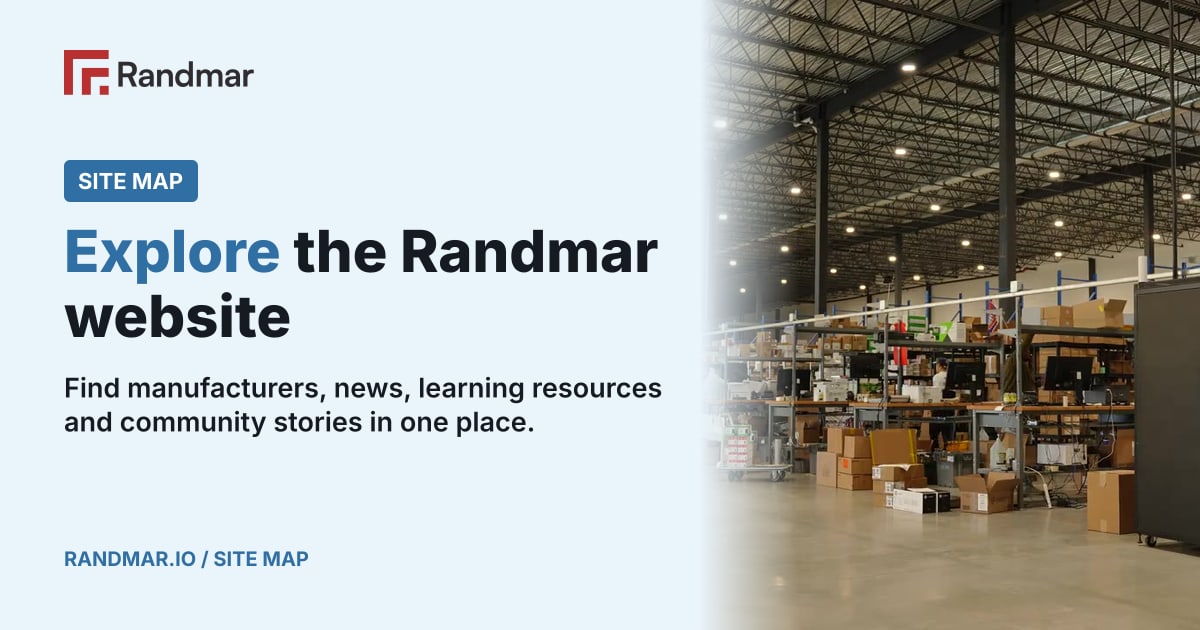 Explore the Randmar website; An overhead view of Randmar warehouse inventory.