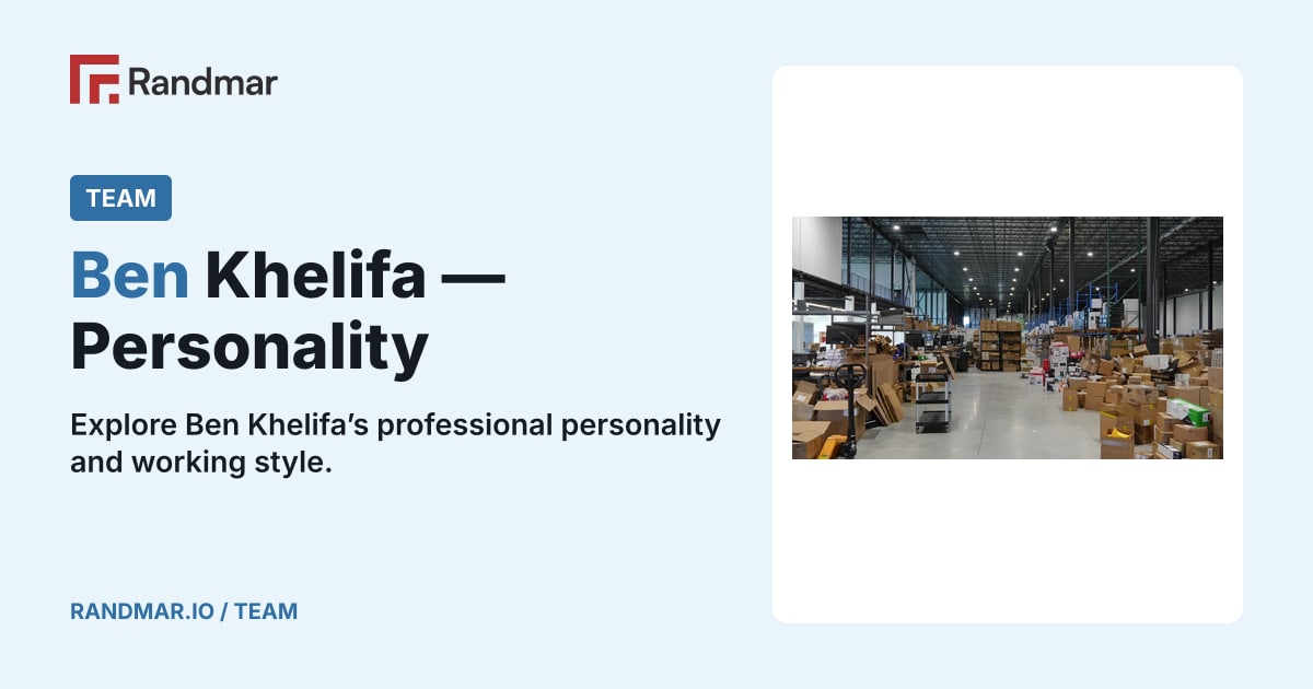 Ben Khelifa — Personality; A real Randmar warehouse work area, used as temporary personality-page artwork.