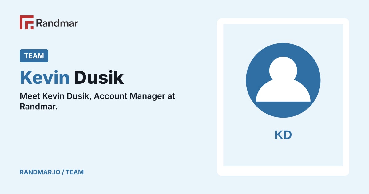 Team: Kevin Dusik; A temporary blue avatar with Kevin Dusik’s initials.