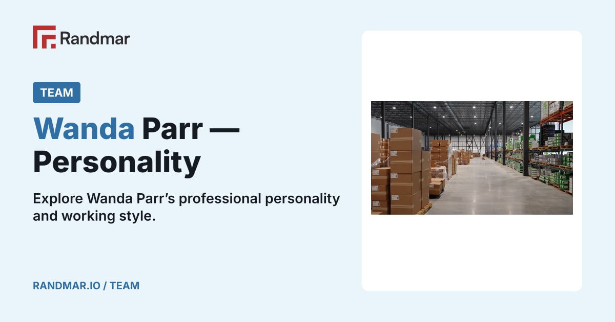 Wanda Parr — Personality; A real Randmar warehouse work area, used as temporary personality-page artwork.