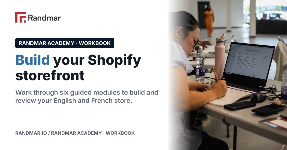 Build your Shopify storefront; An Academy member working at a laptop, viewed from behind.