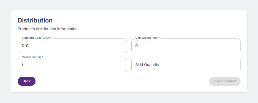 Manufacturer Portal Insert Product Distribution