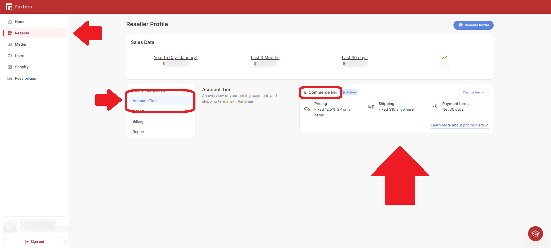 Partner Dashboard Reseller Account Tier