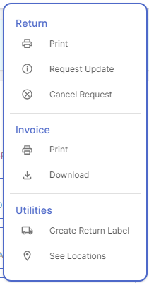 Reseller Portal RMA Page Return Actions